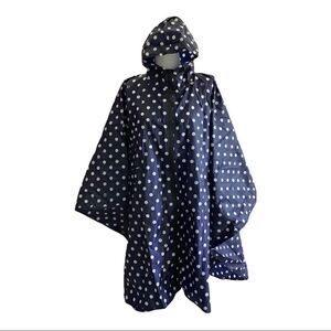 Wemiu Blue & White Polka Dot Rain Poncho. One Size Fits Most.
